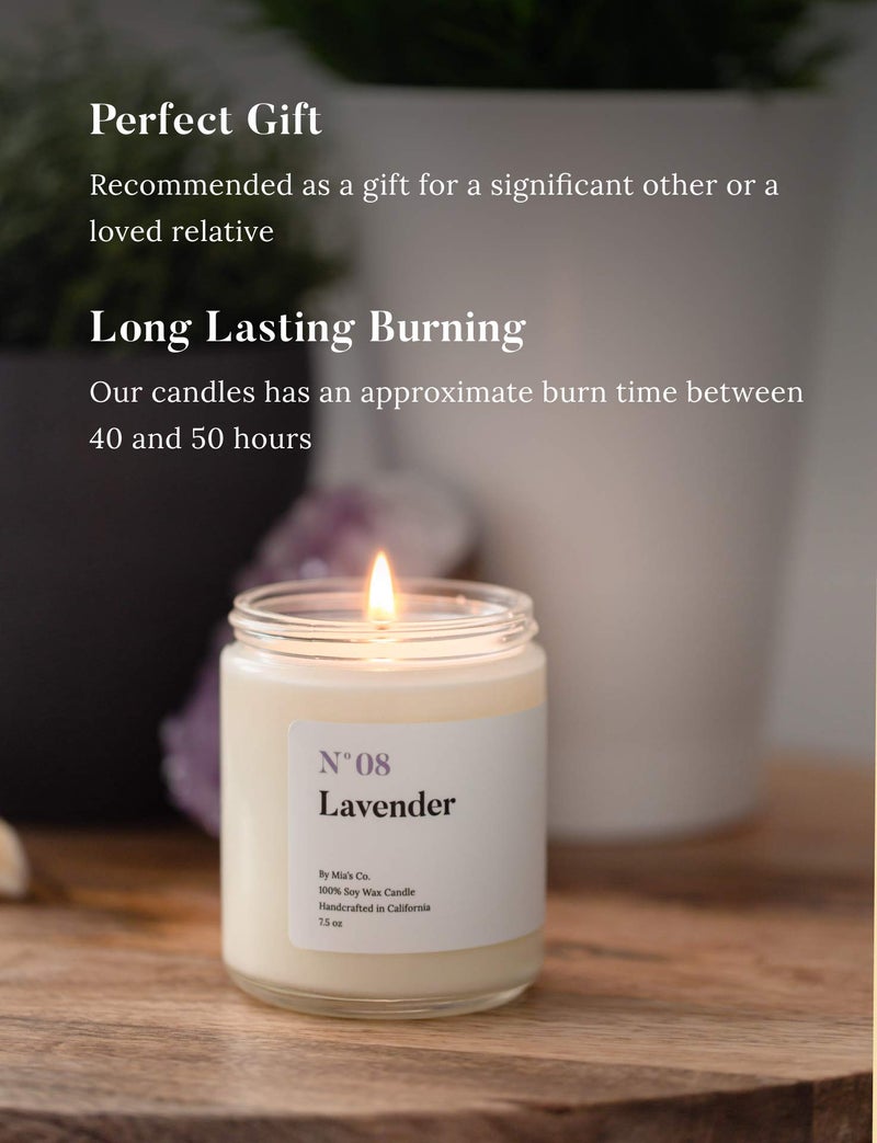 A Scent for Every Memory Mia's Co Lavender Scented Candle, Handmade with Natural Soy Wax and Cotton Wicks, 7.5 oz Minimalist Aromatherapy Candle for Home, Long Lasting Burning for Stress Relief, Candle Gift for Women - Image 5